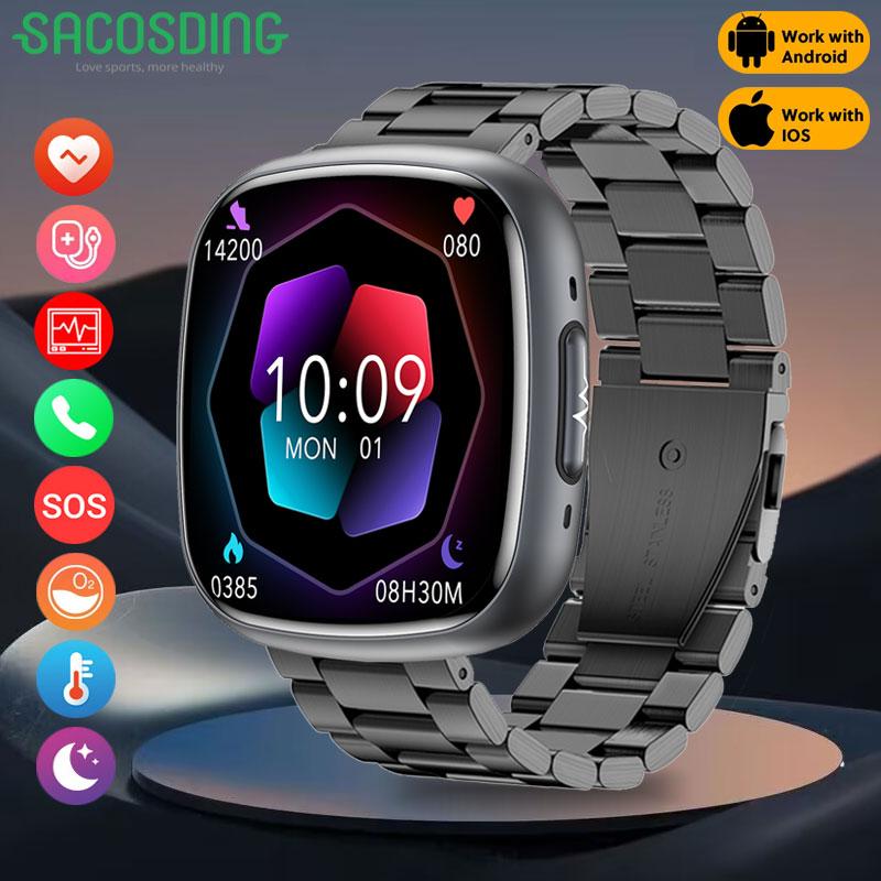2025 Smart Watch Blood Pressure Health Monitoring ECG HRV Bluetooth Call SOS Men Women Sport Fitness Tracker Blood Oxygen Watch