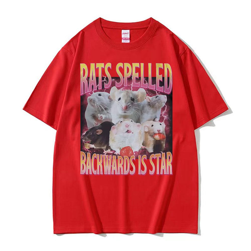 Funny Rats Spelled Backwards Is Star Printed Tshirts Fashion Short Sleeve Summer Men Women Casual Oversized Tshirt Streetwear