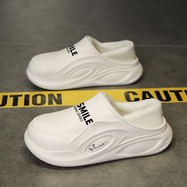 2024 Новые мужские водонепроницаемые хлопковые тапочки на каблуке — нескользящие, устойчивые к фекалиям, идеально подходят для использования в помещении и на улице осенью и зимой.