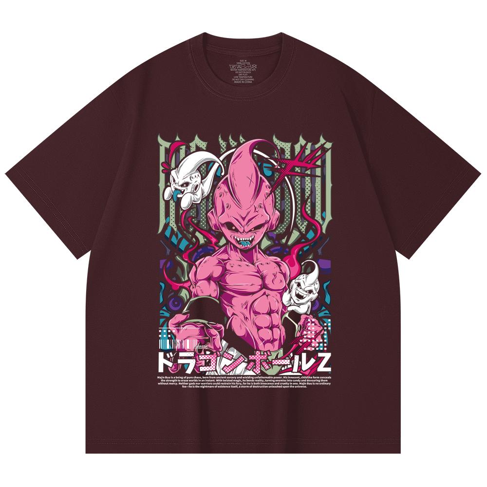 230 г/м² 100% хлопок Dragon Ball V67 Маджин Буу Принт Унисекс Тяжелая Хлопковая Футболка