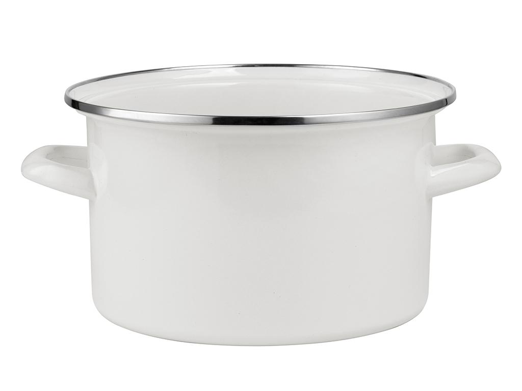Garnek Emaliowany Prosty Gładki 22Cm 5,2L Kremowy