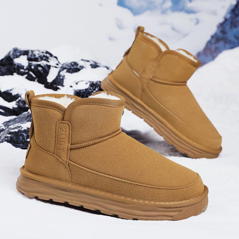 Мужские кожаные полусапожки Northeast, зимние бархатные утолщенные большие хлопковые туфли, теплая обувь-хлеб