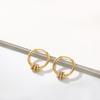 New Trendy Small Round Stainless Steel Hoop Earrings with Zircon Stone Triple Band Pendant Earrings Ear Buckle Huggies Zircon