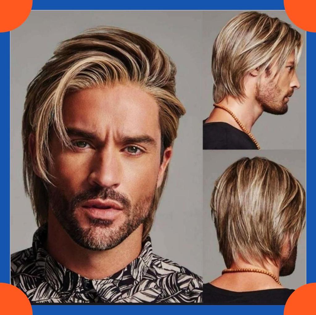 2025 Европейский модный короткий прямой парик для мужчин HW750