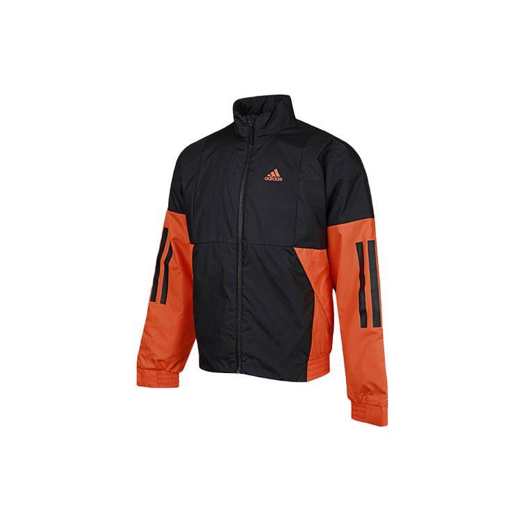 Adidas Мужская хлопковая куртка с длинными рукавами и тремя полосками, цветными блоками и воротником-стойкой, черная FT2440