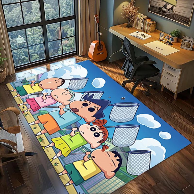 Non Slip Washable Crayon Shin-chan Floor Mat Large Area Rug Gamer Room Bedroom Decor