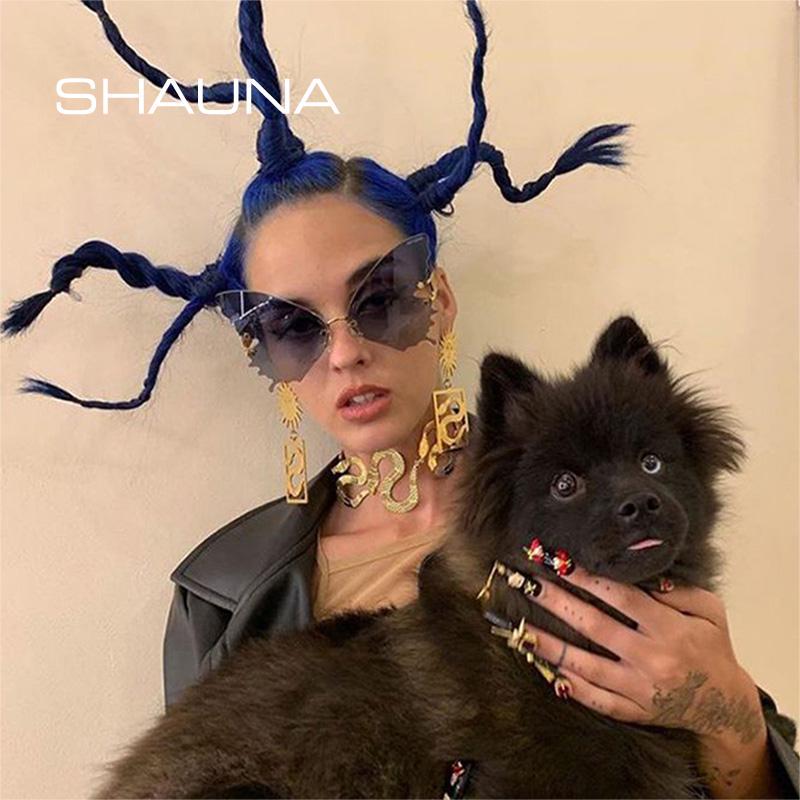 SHAUNA Винтажные уникальные солнцезащитные очки большого размера с бабочкой, женские модные очки с градиентными линзами, женские солнцезащитные очки больших оттенков UV400