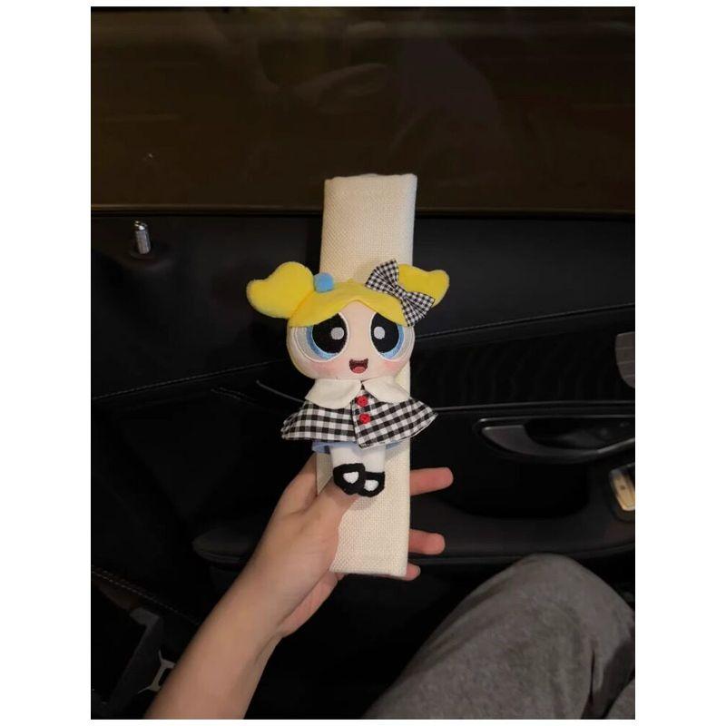 Powerpuff Girls Plush Doll Car Seatbelt Shoulder Pad Car Decoration Gift for Girlfriend