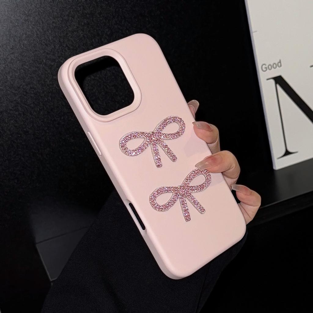 3D Sparkling Diamond Bow Phone Case17Apple16Light Luxury iphone14promax Applicable13Advanced Sense11