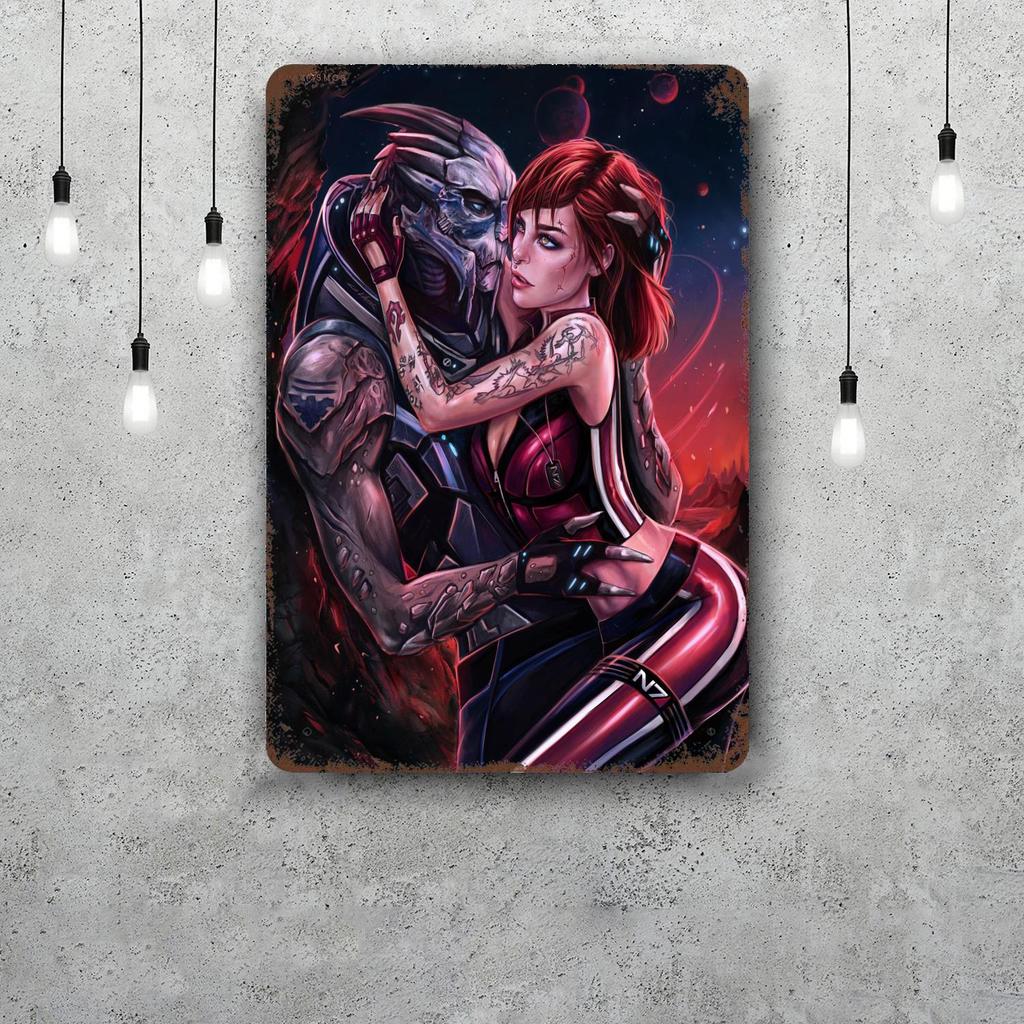 Гаррус Крупным Планом Mass Effect Винтажные Металлические Жестяные Вывески Постеры Декор Ретро Металлическая Табличка Настенное Искусство Декор для Гаража Бара