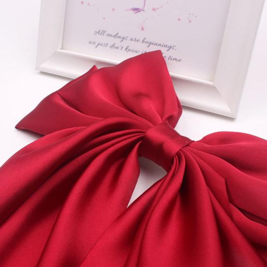 Нескользящий Плотный Элегантный Изысканный Пружинный Зажим Китайский Стиль Большой Бант Лента Декор Пружинная Заколка Аксессуары для Волос