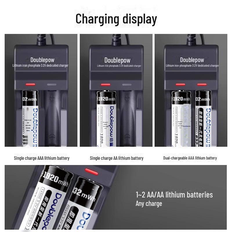 Double 14500 LiFePO4 3.2V AA Rechargeable Battery Set for Cameras