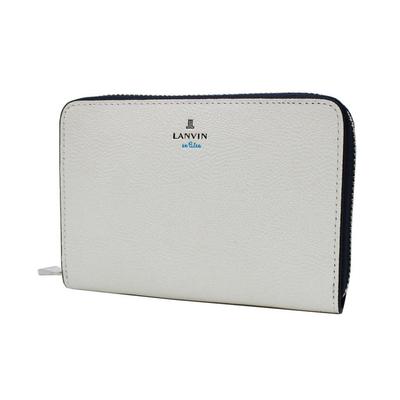 Ru Nebula Accessories Длинный кошелек из коровьей кожи белого цвета [LANVIN Bleu] для мужчин № 533604 14x9,5x2,5