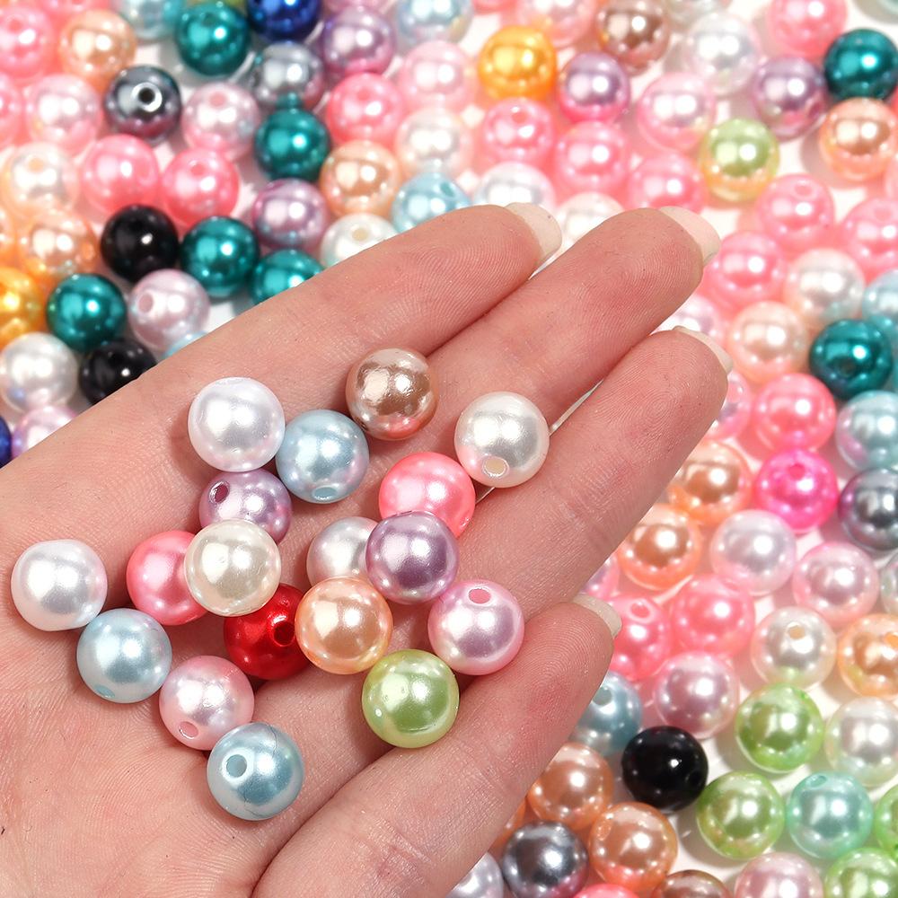 Abs Color Monochrome Straight Hole Imitation Pearl Beaded Bracelet Diy Bracelet Accessories