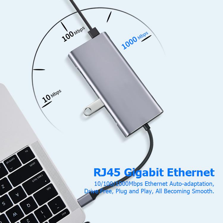 Новое поступление USB-хаб 3.0 11 портов Type C к VGA Ethernet с питанием Зарядный адаптер 11 в 1 USB C хаб для телефона Mac M1 Док-станция
