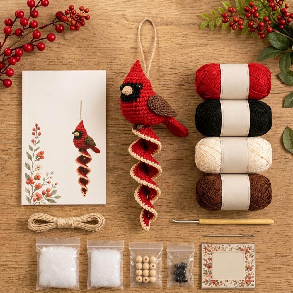 Hummingbird DIY Spiral Animal Hanging Ornament Bunny Frog Forest Animal Knit Set Car Hanging