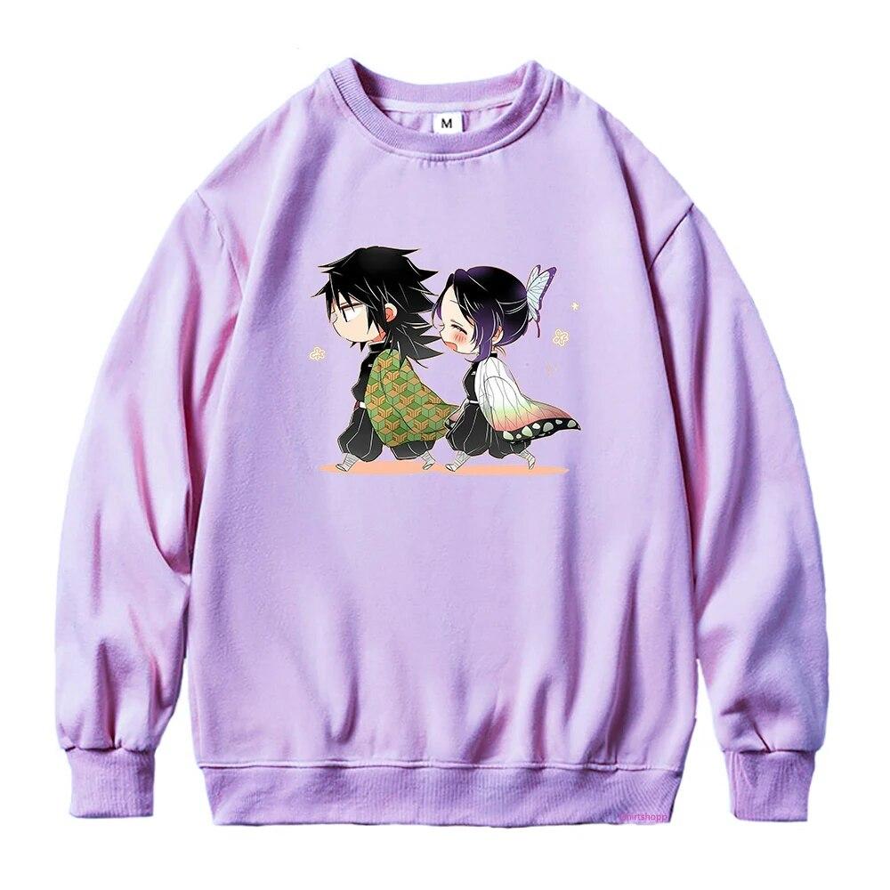 Толстовка с капюшоном Demon Slayer Giyu Tomioka и Shinobu Kocho с графическим принтом Kimetsu No Yaiba, аниме, женские толстовки унисекс