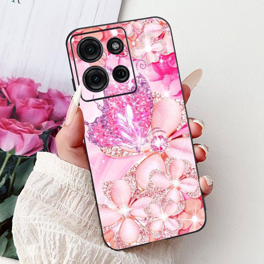 For Motorola G05 G15 Power G35 G55 G75 E15 Phone Case Back Cover Girly Fashion Flower Butterfly Paintong Soft TPU Bumper Fundas