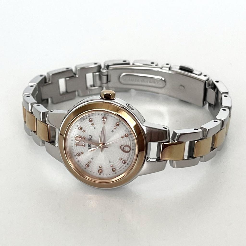 Полированные часы Seiko Радио-солнечные Отличное состояние Золотые с белым циферблатом s2427 [Рабочее состояние] Женские