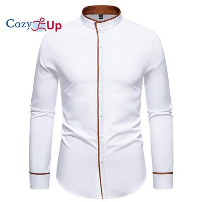 Мужские рубашки Cozy Up с воротником-стойкой, не мнется, с длинным рукавом, воротником-стойкой, на пуговицах