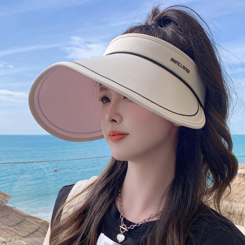 Empty Top Hat Children Sunshade Sunscreen Big Eaves Hat Big Head Circumference Niche Personality Cover Full Face Summer Uv Sun Hat Tide