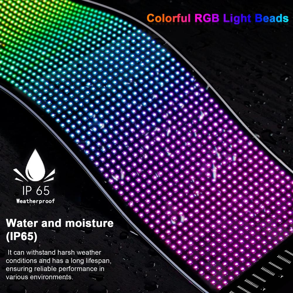 Светодиодная матричная панель Портативный гибкий дисплей BT Полноцветный автомобильный рекламный экран Управление через приложение IP65