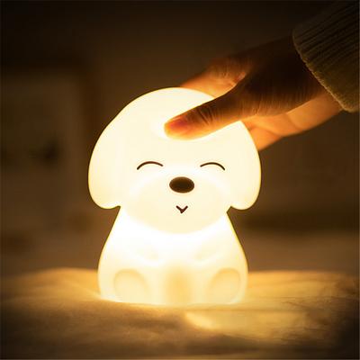Красочный светодиодный ночник для собак, светильник с изображением животных, USB перезаряжаемый силиконовый мягкий мультяшный сенсорный светильник, детский ночник, светильник для спальни