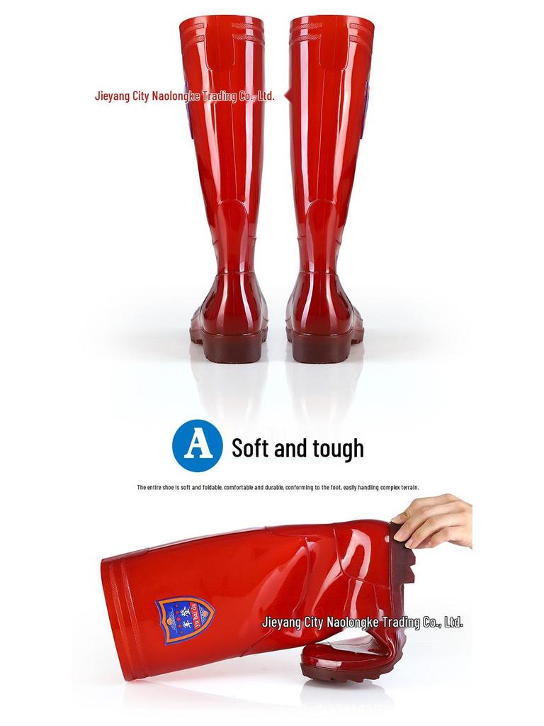 Мужские высокие резиновые дождевые ботинки песочного цвета, быстросохнущие - Водонепроницаемые, Нескользящие, Без сетки