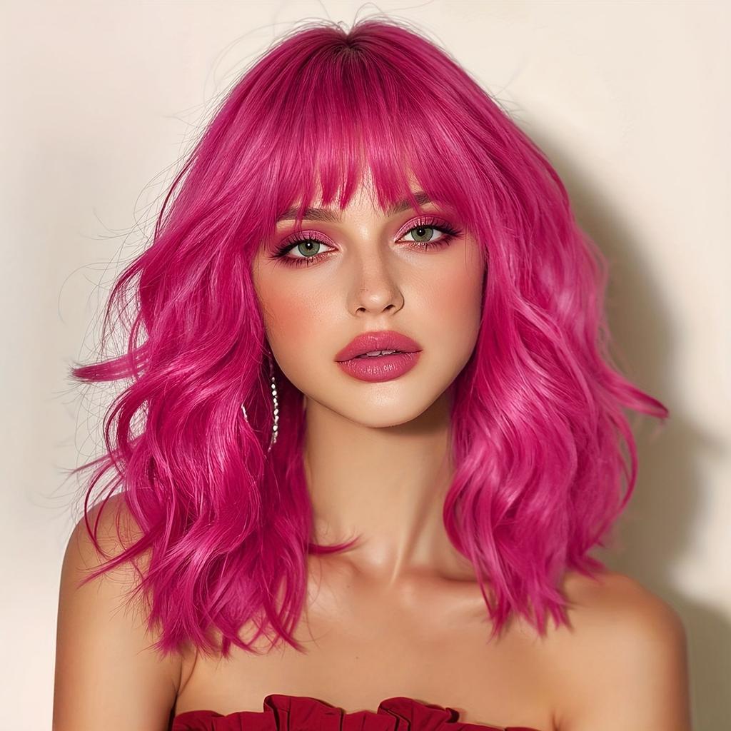 Fashionable Short Curly Wig for Women Women's Bob Wig with Bangs Perfect for Anime Cosplay and Everyday Looks