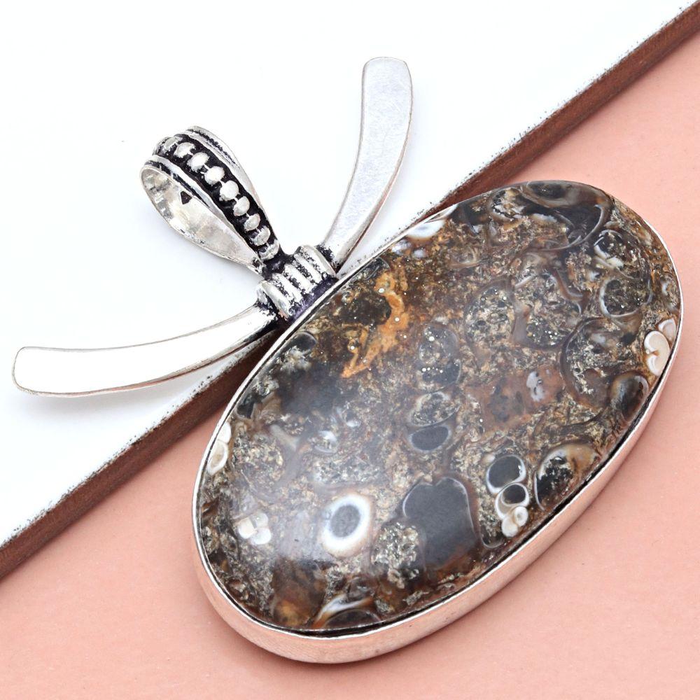Подвеска Turtella Jasper Gemstone Подарок для нее Серебряные украшения 1,5"