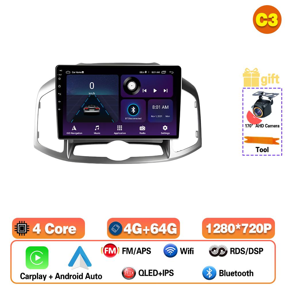 Автомагнитола Android 16 для Chevrolet Captiva 2011 - 2016, мультимедийный плеер Carplay, видеоплеер, GPS, навигация, 4G, WiFi, BT, головное устройство
