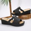 Шлепанцы на толстой подошве Женские 2024 Лето Мода Универсальные танкетки Пляжная обувь Женская Домашние Нескользящие Плоские Удобные Сандалии Слайды