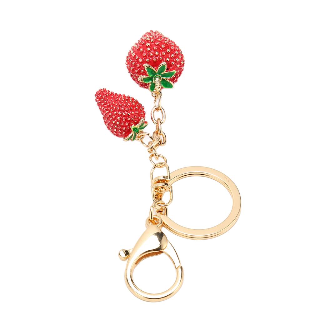 Cute Strawberry Shaped Pendant Keychain Women Alloy Exquisite Key Ring Decoration for Handbag Purse