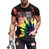 Мужская модная футболка с коротким рукавом и круглым вырезом с 3D цифровой печатью с рисунком американского флага