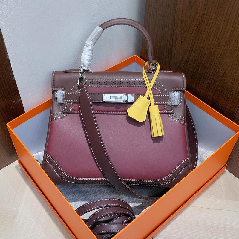 Европейский и американский ретро Fubao кожаный Keli сумка широкий плечевой ремень кожаная сумка-тоут женская мода повседневный замок одна плечевая сумка-мессенджер