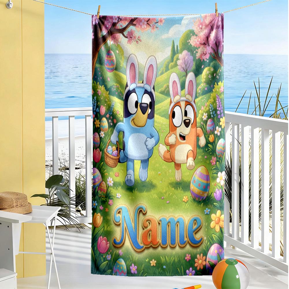 Easter Adventure Customize Text Beach Towel Quick-Dry Soft Microfiber Suitable for Swimming Gym Camping Yoga Vacation