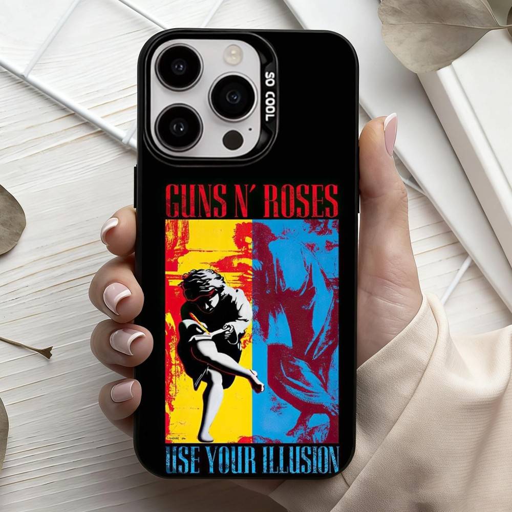 Band G-Guns-S N R-Roses Phone Case For iPhone17,16,15,14,13,12,11 Plus,Pro Max Candy Silver Plated Inside Cover