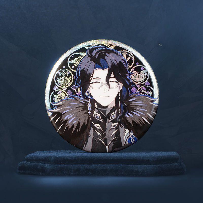 58 мм броши Genshin Impact Fatui, жестяные булавки с изысканным дизайном Arlecchino Childe Dottore, идеально подходят для значков и украшений для косплея