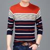 Мужской пуловер с длинными рукавами, теплый свитер с круглым вырезом, полосатый пуловер, мягкая и удобная рубашка