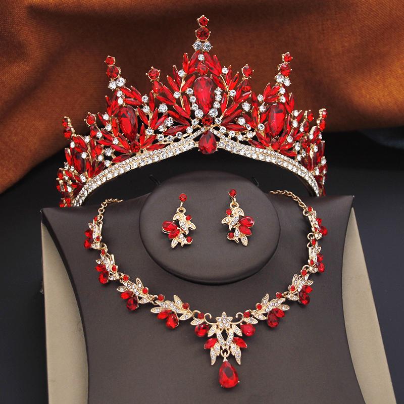 Bridal Jewelry Sets for Women Wedding Crown Birthday Tiaras and Choker Necklace Earrings Bride Party Costume Jewelry Accessories