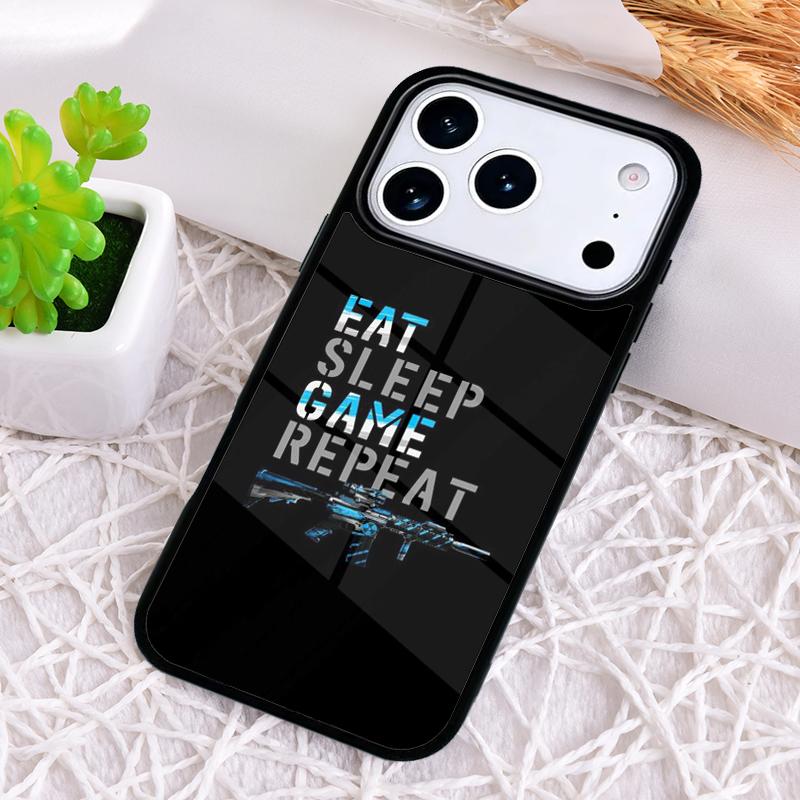 Eat Sleep Game Repeat Gamer Phone Case for iPhone 17 Air 16 15 11 12 14 13 Pro Max Shockproof Cover