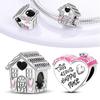 The Home Charms Beads 925 Sterling Silver Lovely House Dangle Fitfashionbracelet Necklace Diy Jewelry