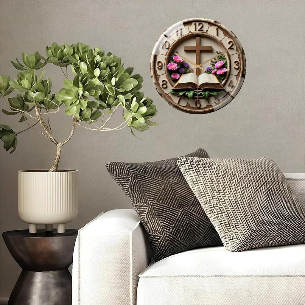 30x30cm Round Glass Wall Clock that Matches its Description and Imagery Exactly