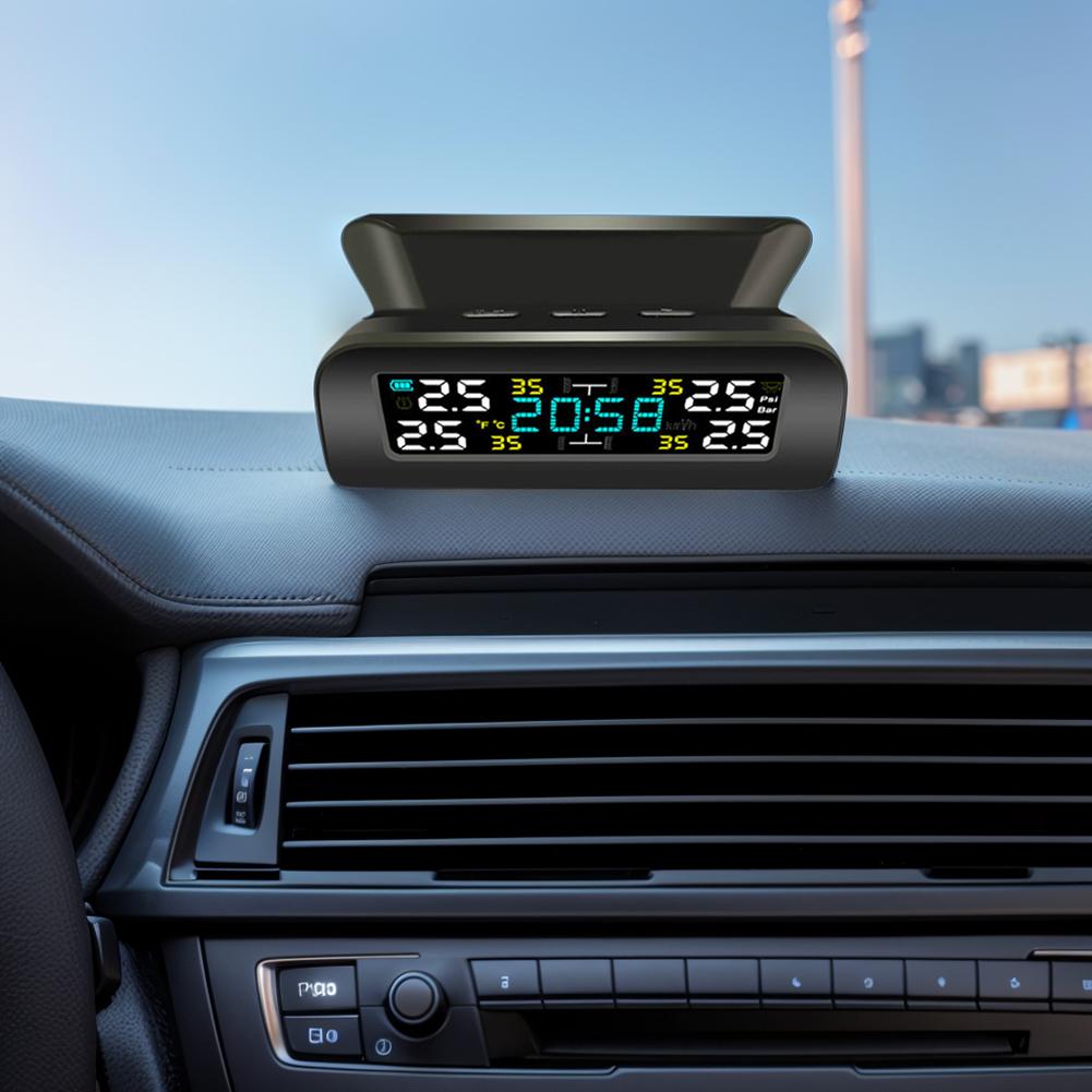 Солнечная энергия Умный автомобиль TPMS ЖК-дисплей Автоматическая охранная система температуры Сигнализация Высокоточный внешний/внутренний датчик с часами
