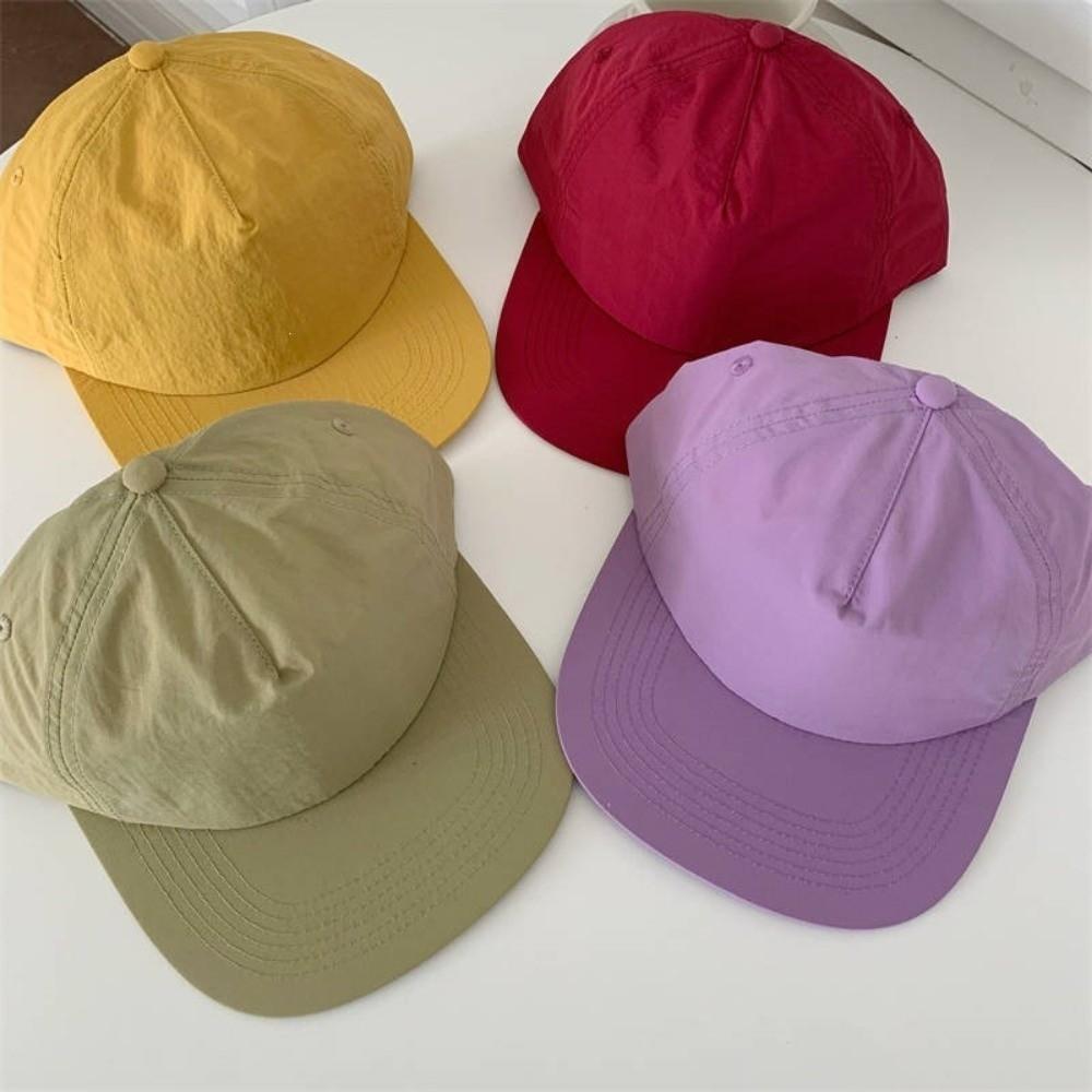 Solid Color 5 Panel Peaked Hat Quick Drying Snapback Cap Sun Protection Hat for Men and Women