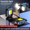 Mini COB LED Keychain Flashlight Foldable USB Rechargeable Pocket Light with 3-Sided Illumination for Camping Hiking Emergency