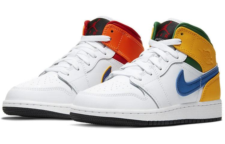Jordan 1 Mid GS Белый Пурпурный Сине-зеленый 554725-128