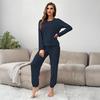 Женский пижамный комплект из 2 предметов: топ с длинным рукавом и брюки-джоггеры. Комплект пижамы на осень, свободная домашняя одежда для отдыха.