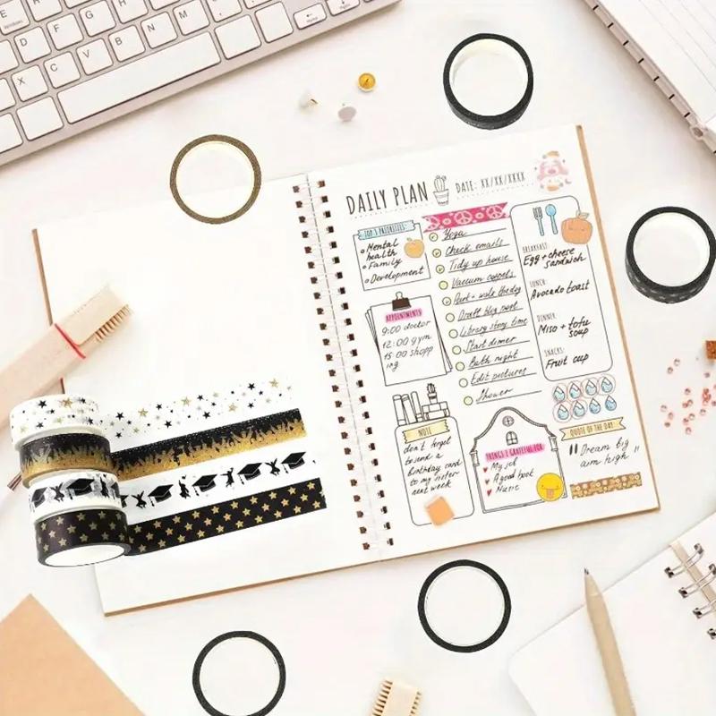 12pcs/set Adhesive Tape School Graduation Party Scrapbook DIY Material Scrapbooking Materials 15mmx5m