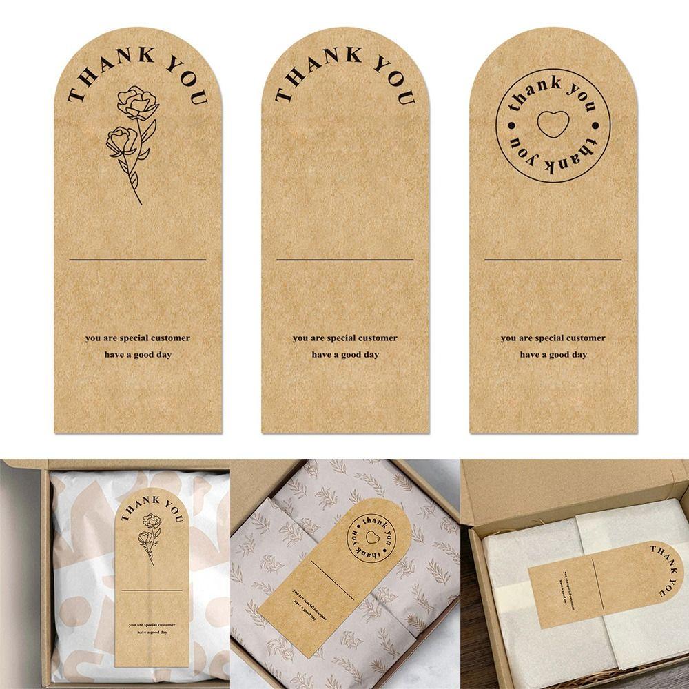 50PCS Brown Thank You Stickers Kraft Paper Sealing Labels Creative Thanks Decals  For Small Business